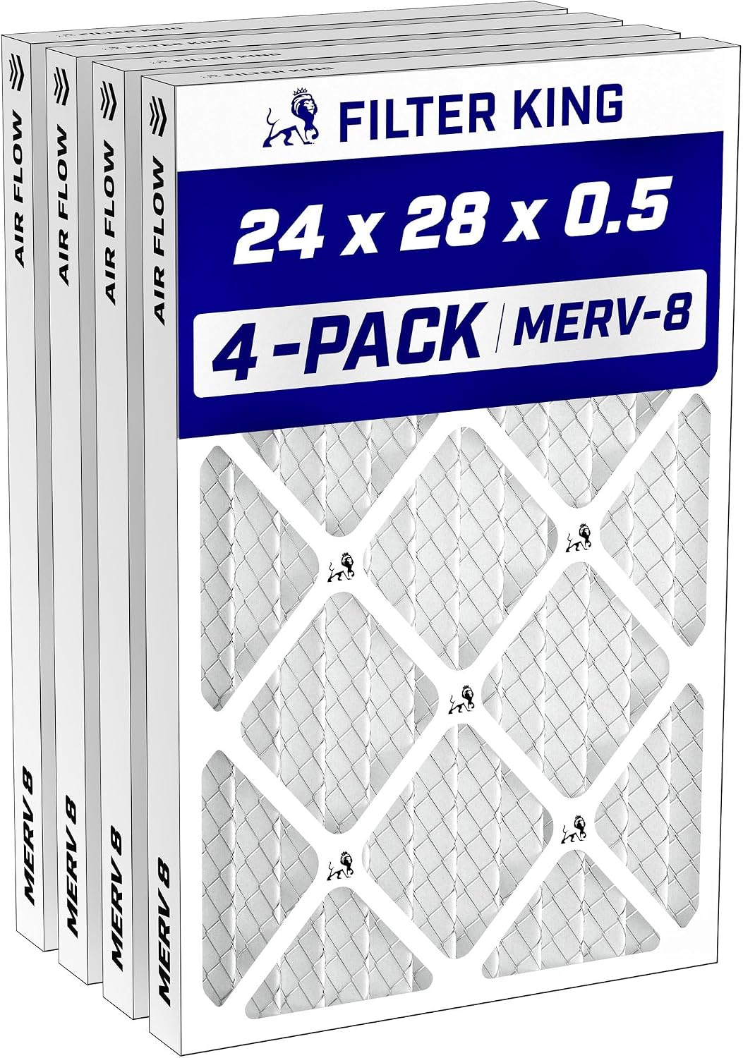 Filter King 24x30x1 Air Filter MERV 8, AC Furnace Filters (4-Pack)