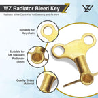 WZ Radiator Bleed Key UK, Solid Brass Radiator Key for Bleeding, Pack of 2