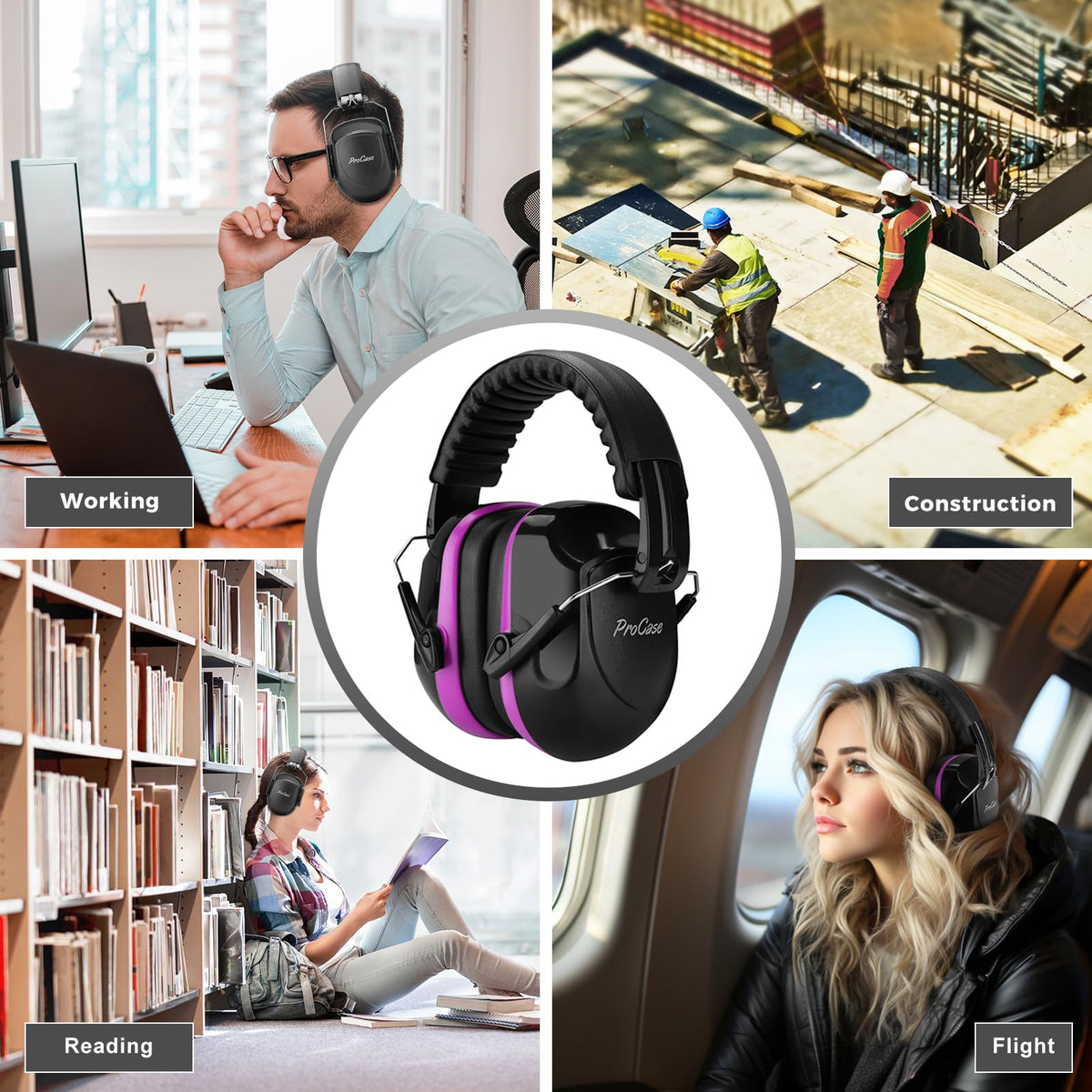 ProCase Hearing Protection Ear Muffs SNR 33dB, Noise Cancelling Headphones