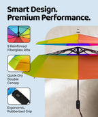 Repel Windproof Travel Umbrella - Compact & Withstands Winds up to 100MPH, Strongest Premium Auto Folding Umbrella for Rain and Sun - Durable, Light & Portable for Women & Men, Fits Backpack & Cars