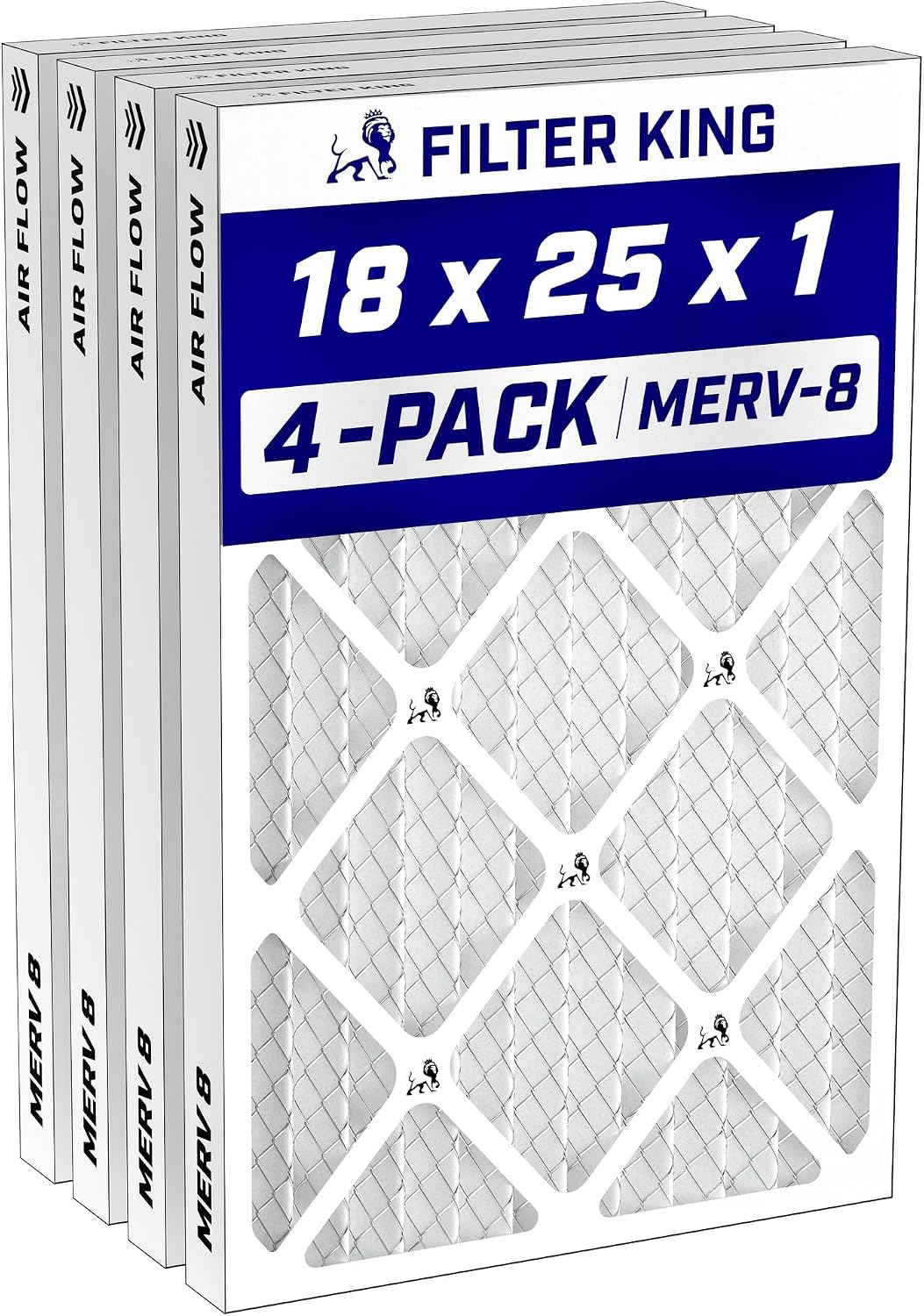 Filter King 24x30x1 Air Filter MERV 8, AC Furnace Filters (4-Pack)