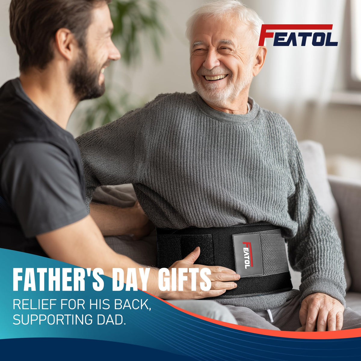 FEATOL Back Brace for Men & Women, Lower Back, Sciatica Pain Relief