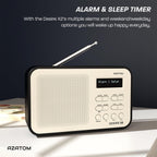 DAB/DAB+ & FM Portable Digital Radio | Simple Controls | Dual Alarms & Sleep Timer | Battery & Mains Powered (4x”AA”) | Bluetooth | Perfect for Home, Office or Outdoors | AZATOM Desire X2 (Oak)