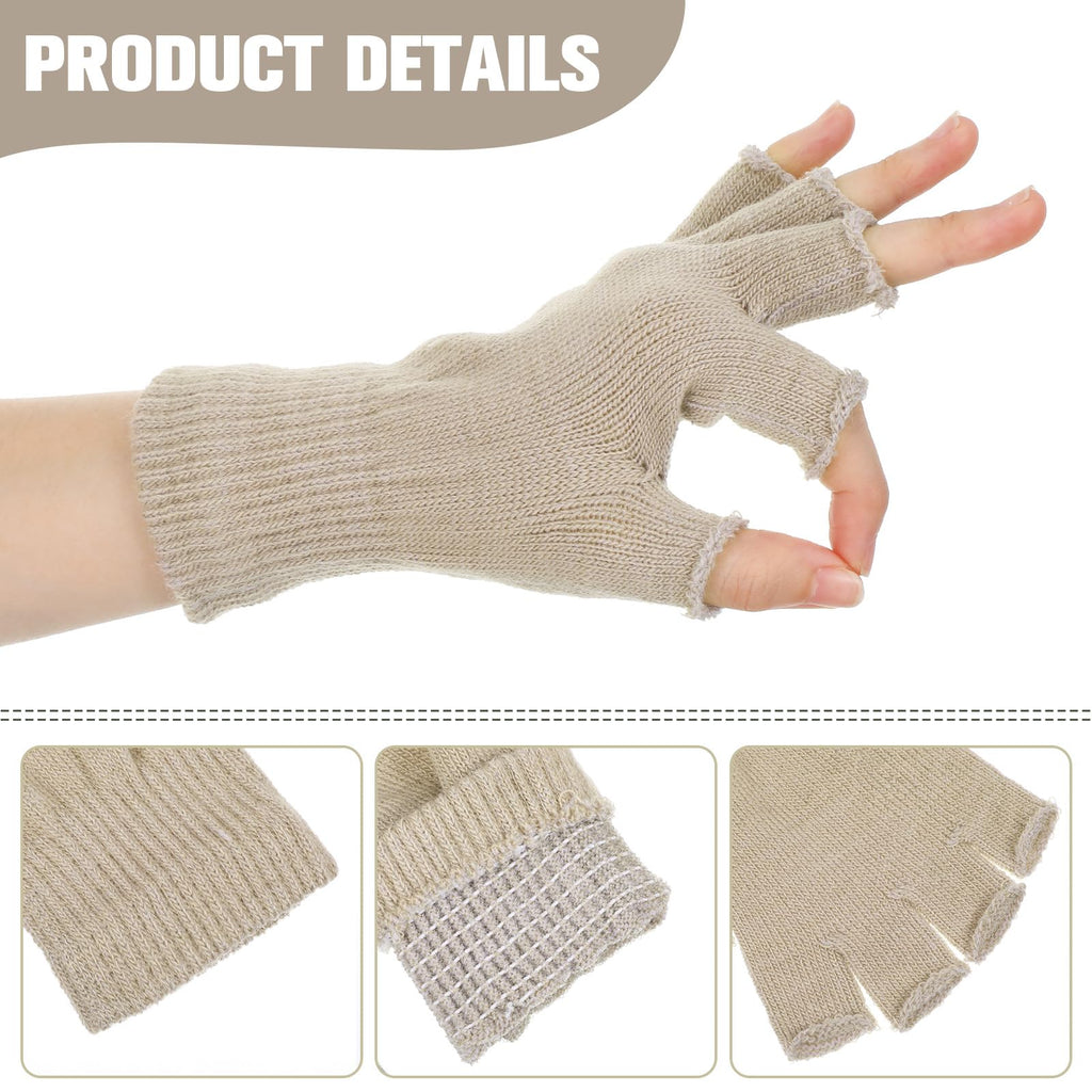 Grevosea 2 Pair Fingerless Warm Gloves - Winter Half Finger Gloves Thickened Knit Touchscreen Stretchy Mittens for Men Women