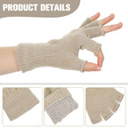 Grevosea 2 Pair Fingerless Warm Gloves - Winter Half Finger Gloves Thickened Knit Touchscreen Stretchy Mittens for Men Women