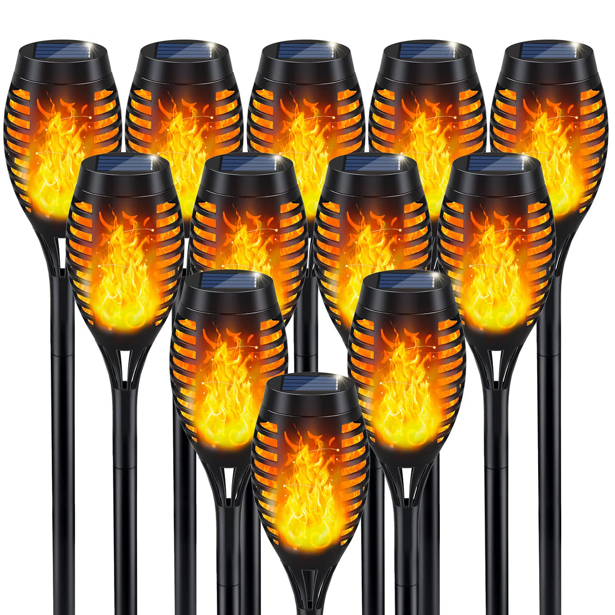 IkeeRuic Solar Torch Light with Flickering Flame for Halloween Decorations