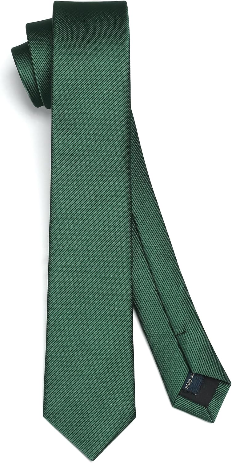 HISDERN Skinny Tie Solid Color 6cm Slim Ties for Men Wedding Classic Formal Business Necktie