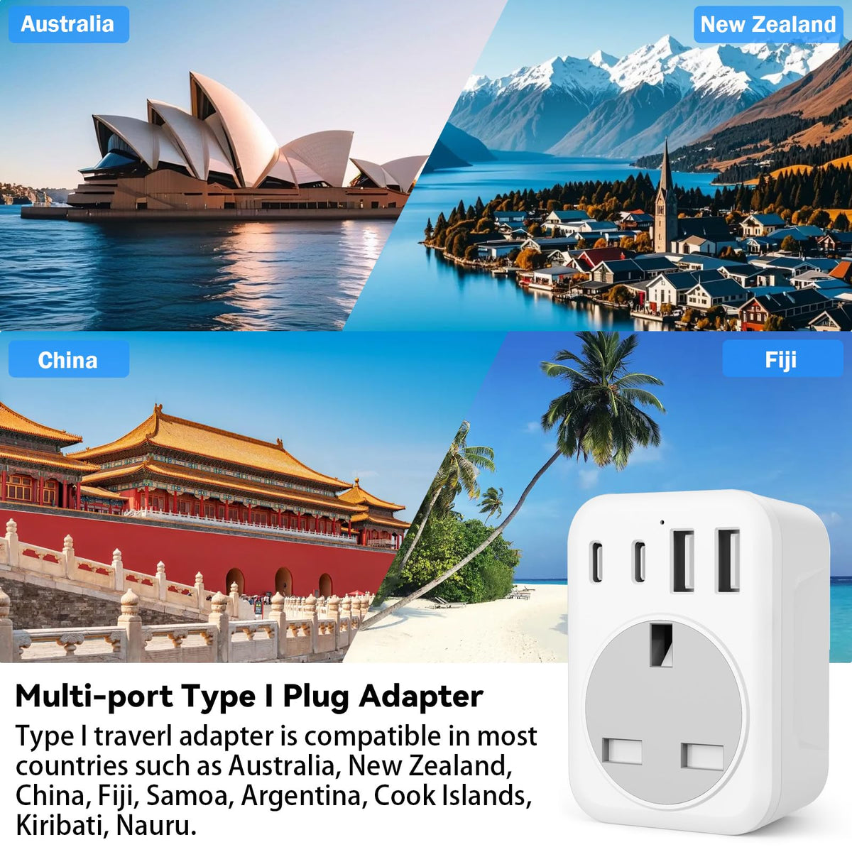 2 Pack UK To European Plug Adapter, 5 IN 1 European Travel Adaptor with 2 USB C & 2 USB A, EU Plug Adapter for Germany Spain France Turkey Greece etc (Type E/F)