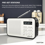 DAB/DAB+ & FM Portable Digital Radio | Simple Controls | Dual Alarms & Sleep Timer | Battery & Mains Powered (4x”AA”) | Bluetooth | Perfect for Home, Office or Outdoors | AZATOM Desire X2 (Oak)