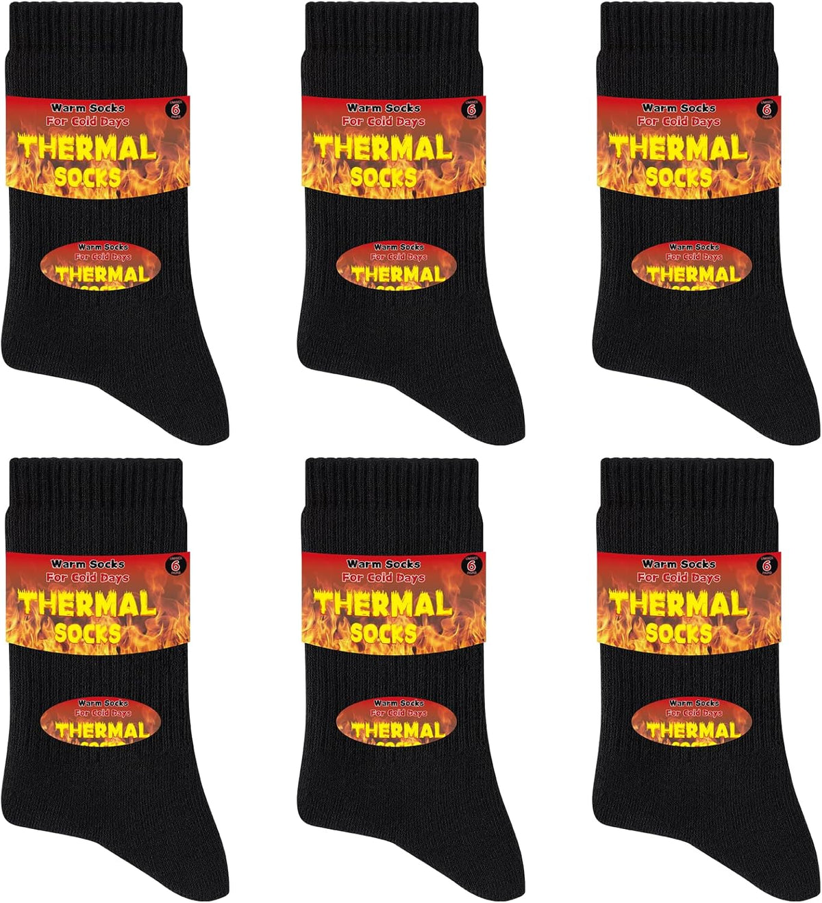 Niofind Warm Thermal Socks for Men Women, Full Cushion Winter Socks, Crew Length Black Heavy Duty Heated Cotton Boot Sock for Work Outdoor Walking, Hiking, Running, 3/6 Pairs, Gifts for Men women