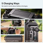 Mesqool Portable Wind Up Hand Crank and Solar Powered Radio with USB Phone Charger, Emergency Radio with SOS Alarm and Flashlight, AM/FM/SW Radio with 12000mAh Rechargeable Battery for Outdoor