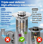 Bathroom Sink Drain Strainer,(2PCS) Pop-up Sink Drain Strainer with Removable Stainless Steel Strainer Basket Hair Catcher, Bathroom Sink Strainer for Bathroom Sink Stopper Replacement
