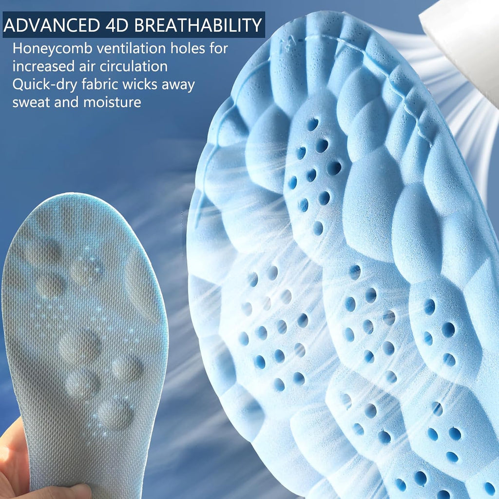 Memory Foam Insoles with Arch Support for Women Men,Comfort Massage Insoles Replacement Shoe Inserts for Trainers Sneakers Sports Shoes Work Boots,Breathable,Shock Absorption (8/8.5UK, Black)