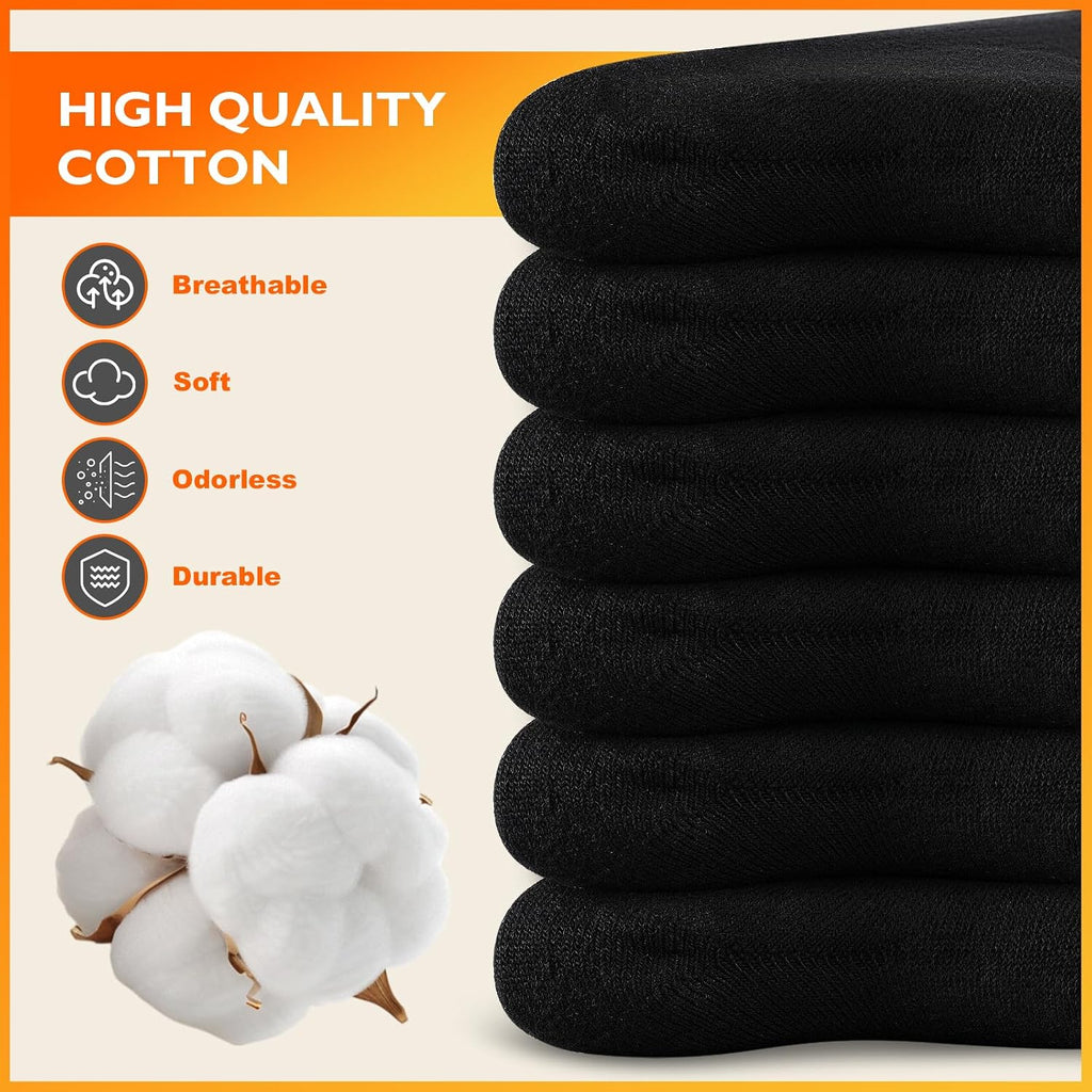 Niofind Warm Thermal Socks for Men Women, Full Cushion Winter Socks, Crew Length Black Heavy Duty Heated Cotton Boot Sock for Work Outdoor Walking, Hiking, Running, 3/6 Pairs, Gifts for Men women