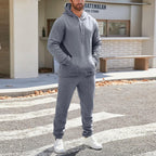 Mens Plain Tracksuit Long Sleeve Hooded Sweatshirt Sweatpants Set Hoodie Joggers Sets 2 Piece Fashion Sweatsuits Activewear Sportswear Men's Clothing UK