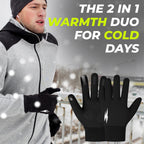 WESTWOOD FOX Winter Thermal Gloves Windproof Running Gloves Touch Screen Warm Anti Slip Silicone Cycling Gloves for Men Women,Elastic Cuff for Driving