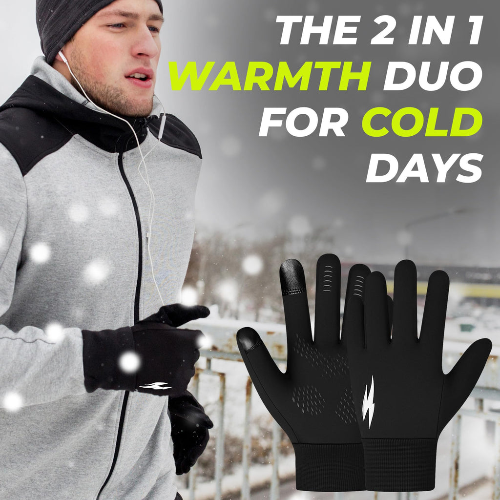 WESTWOOD FOX Winter Thermal Gloves Windproof Running Gloves Touch Screen Warm Anti Slip Silicone Cycling Gloves for Men Women,Elastic Cuff for Driving