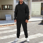Mens Plain Tracksuit Long Sleeve Hooded Sweatshirt Sweatpants Set Hoodie Joggers Sets 2 Piece Fashion Sweatsuits Activewear Sportswear Men's Clothing UK