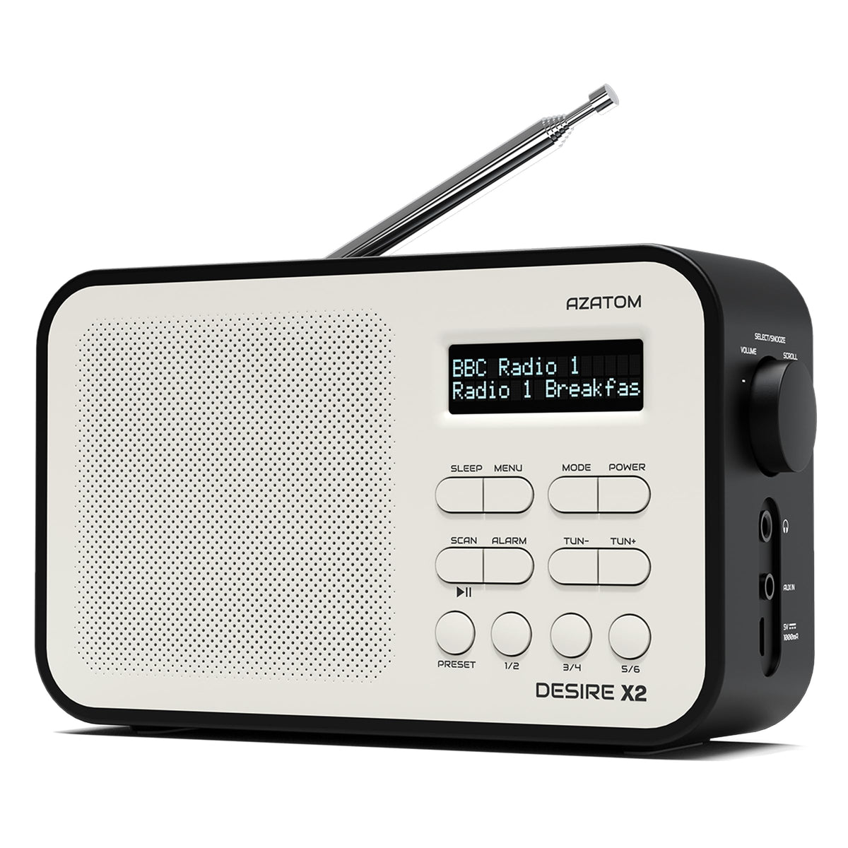 DAB/DAB+ & FM Portable Digital Radio | Simple Controls | Dual Alarms & Sleep Timer | Battery & Mains Powered (4x”AA”) | Bluetooth | Perfect for Home, Office or Outdoors | AZATOM Desire X2 (Oak)