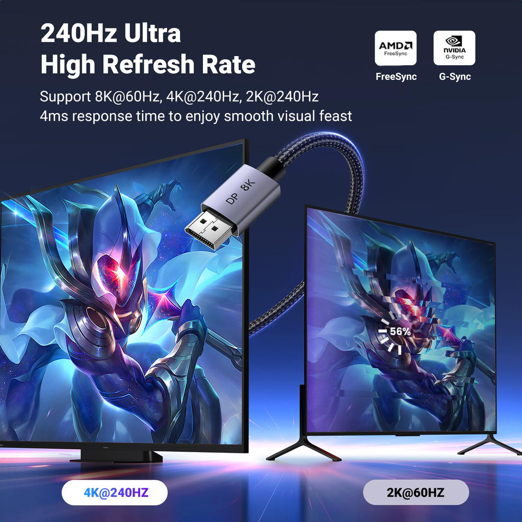 UGREEN DisplayPort Cable 8K@60Hz 3M [VESA Certified] Braided DP 1.4 Display