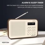 DAB/DAB+ & FM Portable Digital Radio | Simple Controls | Dual Alarms & Sleep Timer | Battery & Mains Powered (4x”AA”) | Bluetooth | Perfect for Home, Office or Outdoors | AZATOM Desire X2 (Oak)