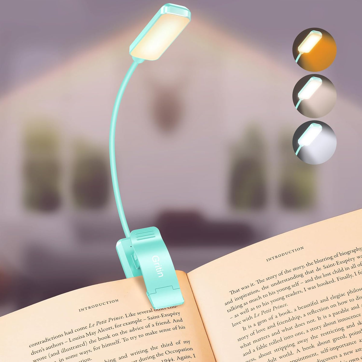 Gritin 9 LED Rechargeable Book Light for Reading in Bed