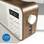 DAB/DAB+ & FM Portable Digital Radio | Simple Controls | Dual Alarms & Sleep Timer | Battery & Mains Powered (4x”AA”) | Bluetooth | Perfect for Home, Office or Outdoors | AZATOM Desire X2 (Oak)