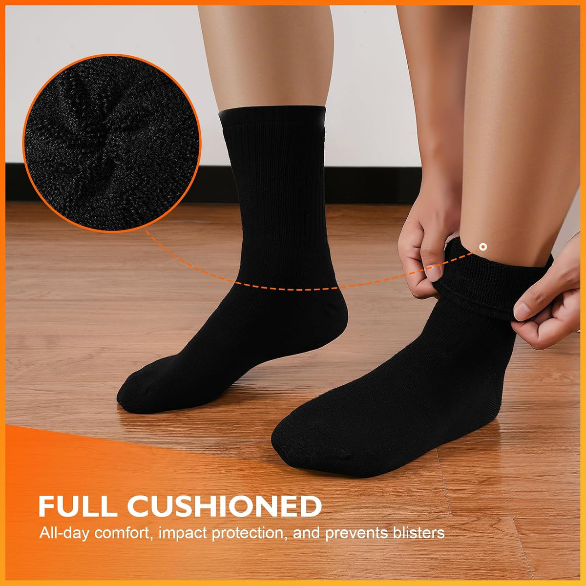 Niofind Warm Thermal Socks for Men Women, Full Cushion Winter Socks, Crew Length Black Heavy Duty Heated Cotton Boot Sock for Work Outdoor Walking, Hiking, Running, 3/6 Pairs, Gifts for Men women
