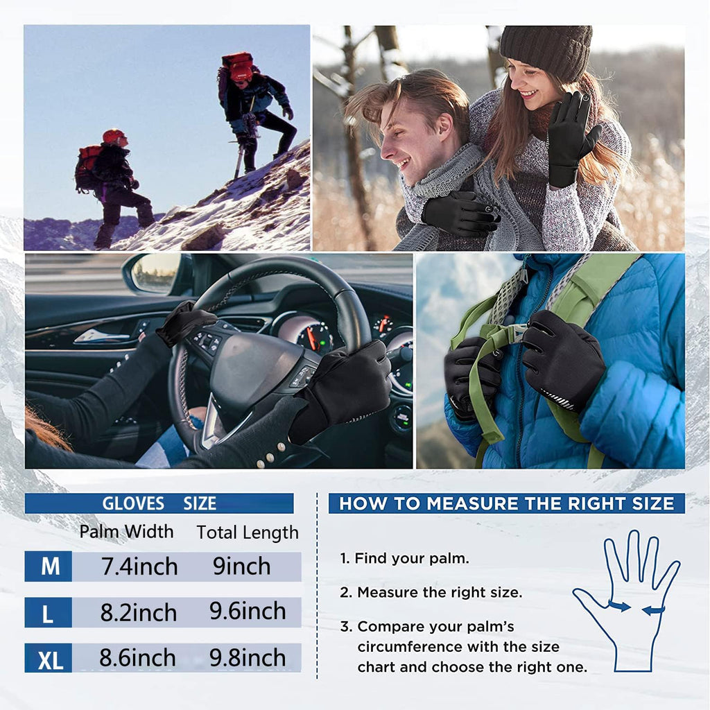 CRAZY SHARK Winter Warm Gloves, Windproof Water-Resistant Thermal Gloves