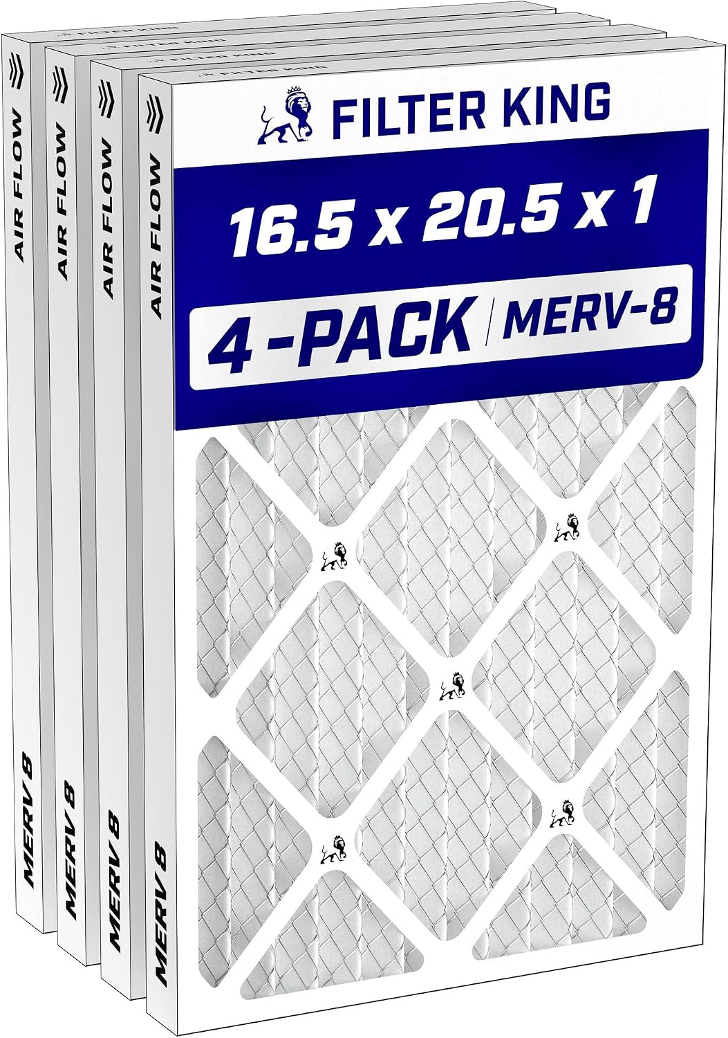 Filter King 24x30x1 Air Filter MERV 8, AC Furnace Filters (4-Pack)