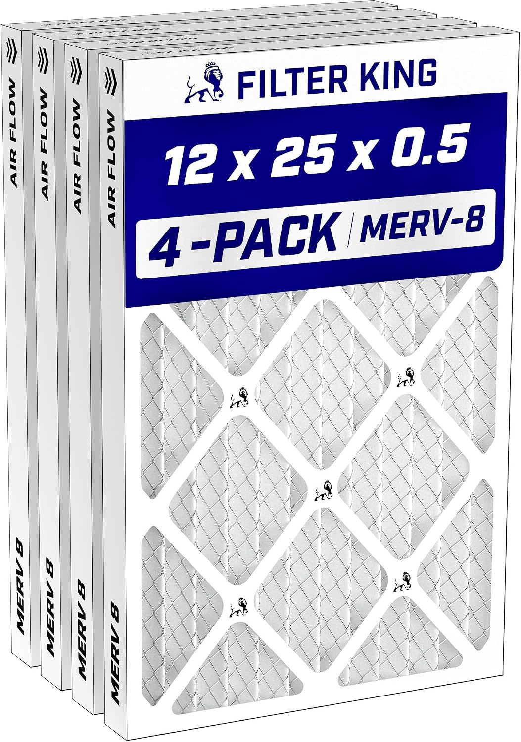 Filter King 24x30x1 Air Filter MERV 8, AC Furnace Filters (4-Pack)