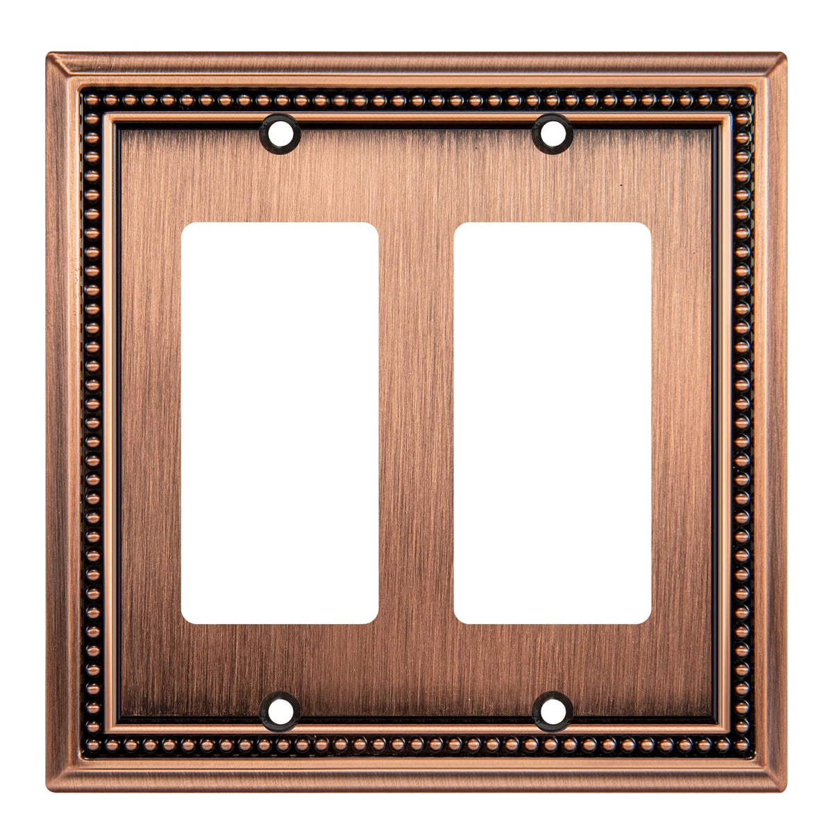 Sunken Pearls Heavy-Duty 4 Toggle Light Switch Plate, Antique Brass, 1 Pack