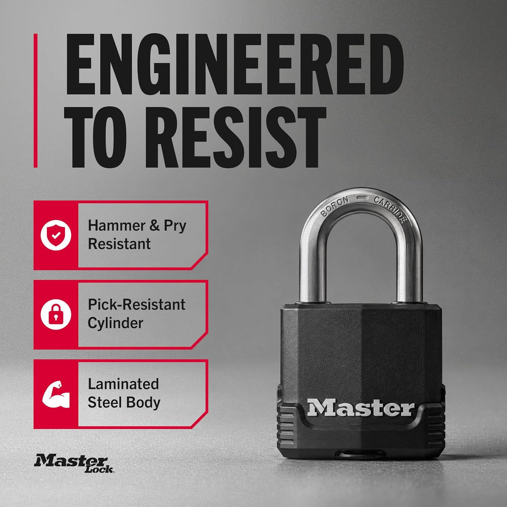 Master Lock Magnum Outdoor Padlock, Heavy Duty Keyed Lock M115XDLF, Black