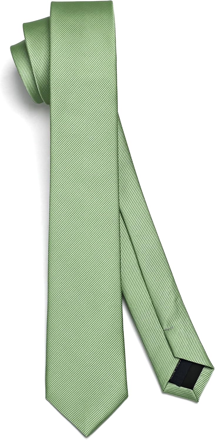 HISDERN Skinny Tie Solid Color 6cm Slim Ties for Men Wedding Classic Formal Business Necktie