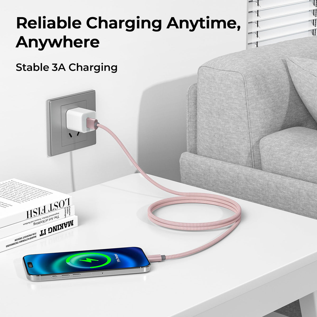 BASESAILOR USB A to USB C Charger Cable 3Pack 0.5/1/2M Black