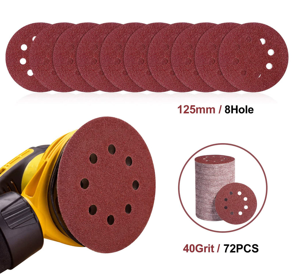 S SATC Sanding Discs 60 Grit 110Pcs Orbital Sander Discs 125mm Hook and Loop Round Orbital Sander Pads for Sanding