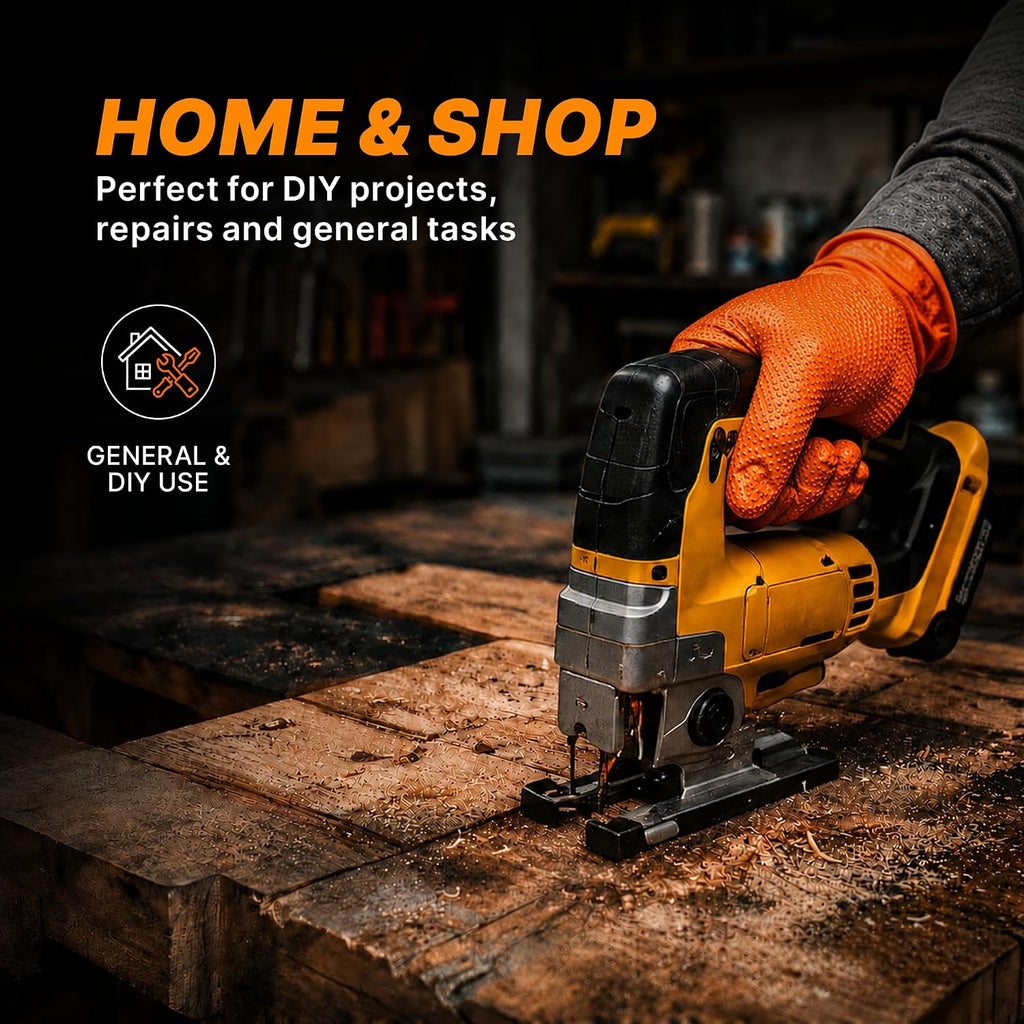 TitanFlex Heavy Duty Industrial Orange Nitrile Gloves, 8-mil, Gloves Disposable Latex Free with Raised Diamond Texture Grip, Powder Free, Rubber Glove, Mechanic Gloves,50-ct Box (Small)