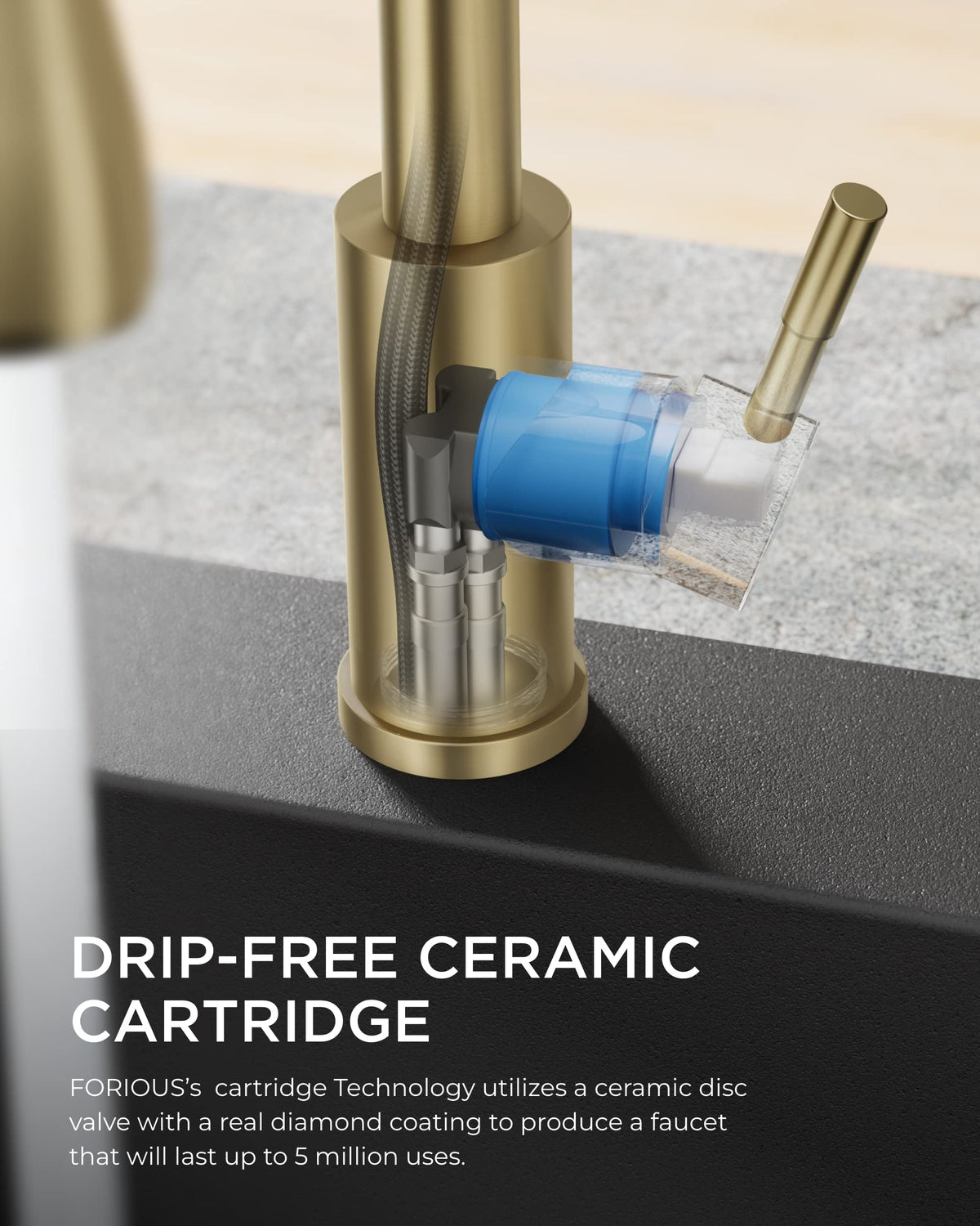 FORIOUS Kitchen Faucet with Cup Washer, Pull Down Sprayer, Brushed Nickel