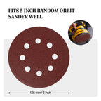 S SATC Sanding Discs 60 Grit 110Pcs Orbital Sander Discs 125mm Hook and Loop Round Orbital Sander Pads for Sanding