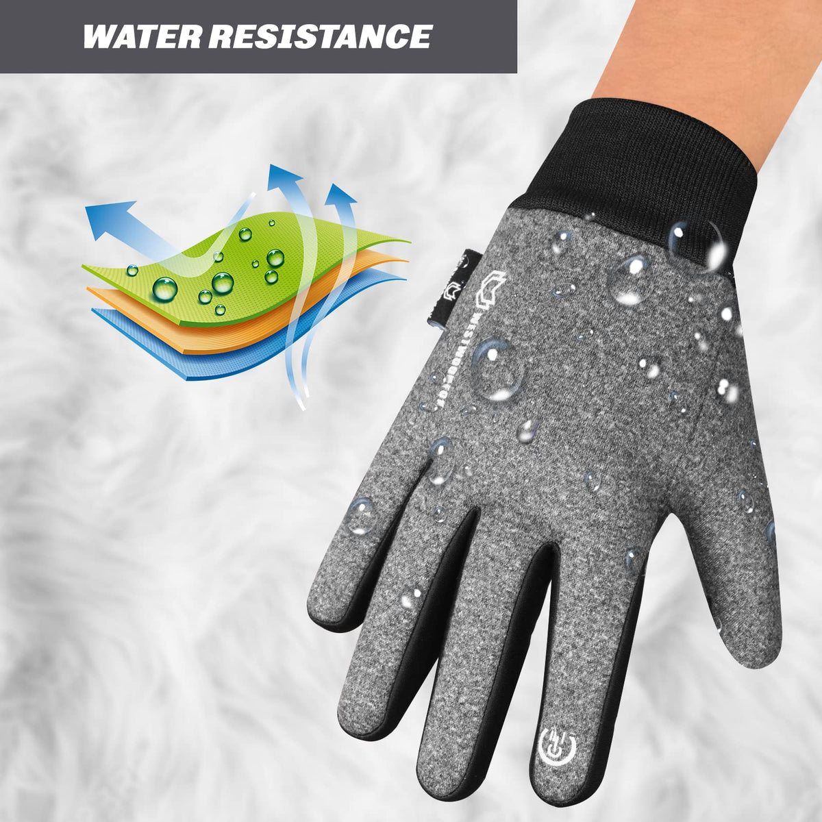 WESTWOOD FOX Winter Thermal Gloves Windproof Running Gloves Touch Screen Warm Anti Slip Silicone Cycling Gloves for Men Women,Elastic Cuff for Driving