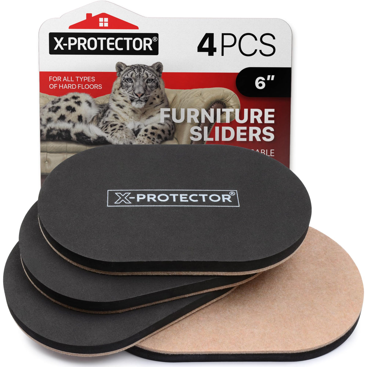 Felt Furniture Sliders for Hardwood Floors X-PROTECTOR 16 PCS 3 ½”