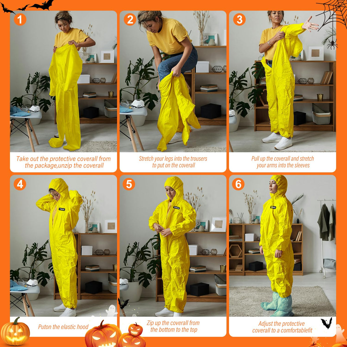Hazmat suit, Disposable coveralls for Painting, Ideal Halloween Cosplay Hazmat Costume, White, Medium, 2