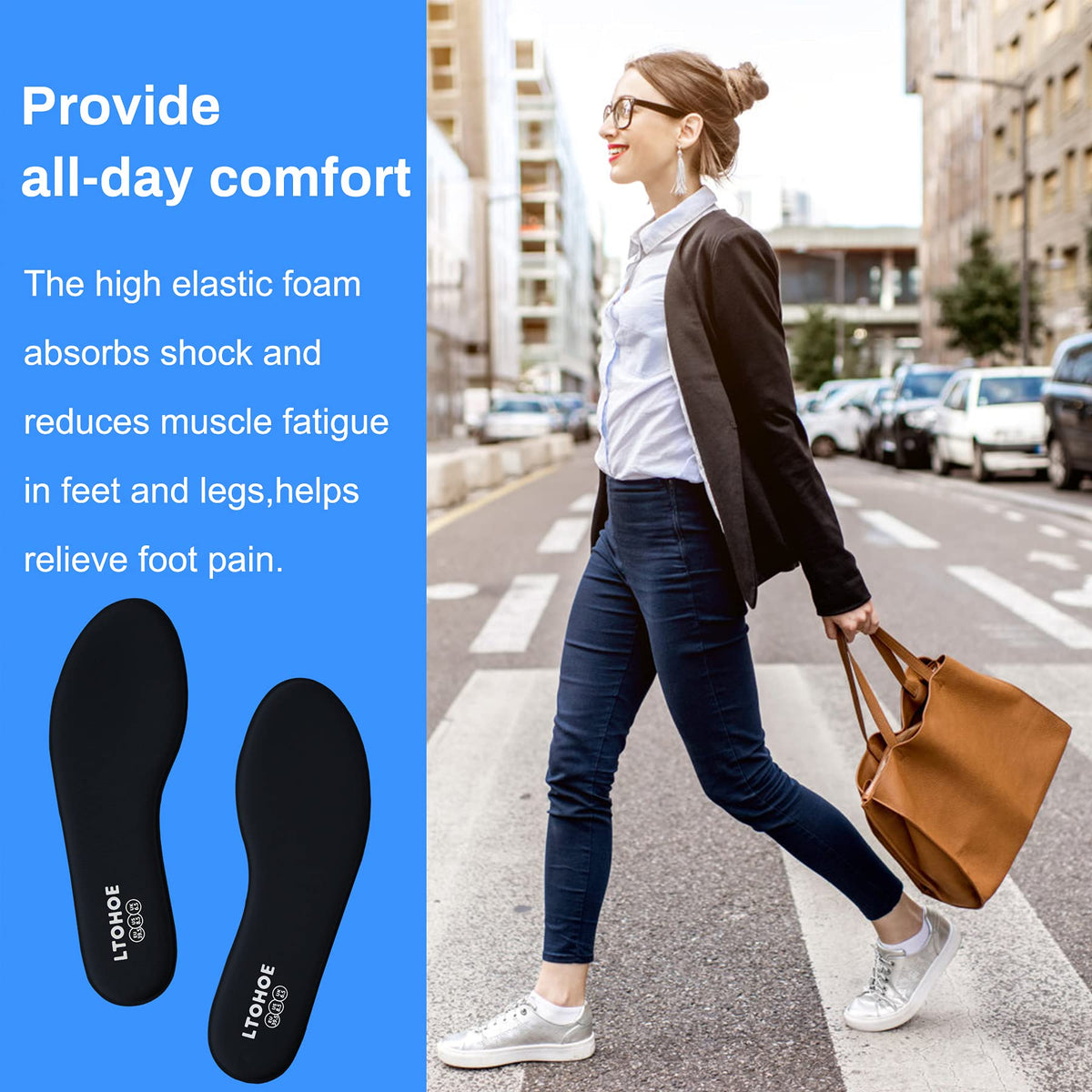 Memory Foam Insoles for Men and Women, Cushioned Shoe Insoles for Running Shoes, Trainers, Work Boots and Walking Shoes, Shock Absorbing Foot Pain Relief Comfort Inner Soles UK Size 3 to 12