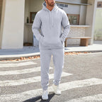 Mens Plain Tracksuit Long Sleeve Hooded Sweatshirt Sweatpants Set Hoodie Joggers Sets 2 Piece Fashion Sweatsuits Activewear Sportswear Men's Clothing UK