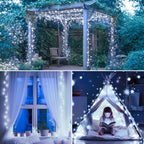 Christmas Lights Outdoor Battery Operated String Lights Total 100LED 33Ft with Timer 8 Modes 16.4Ft*2 Waterproof Outdoor Indoor for Christmas Decor, Warm White, 2-Pack