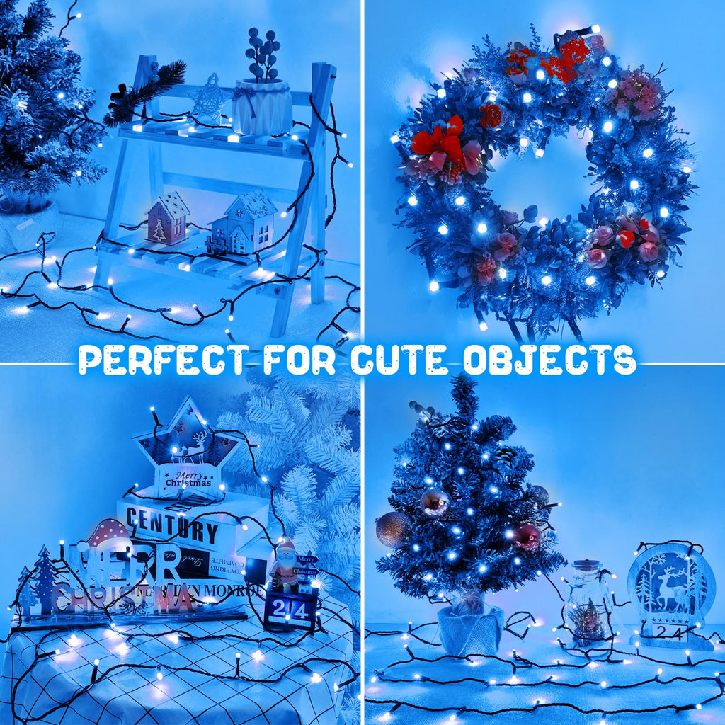 Christmas Lights Outdoor Battery Operated String Lights Total 100LED 33Ft with Timer 8 Modes 16.4Ft*2 Waterproof Outdoor Indoor for Christmas Decor, Warm White, 2-Pack