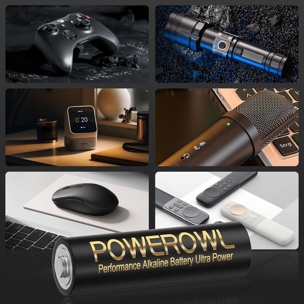 POWEROWL AAA (LR03) Batteries 12 Pack - Alkaline 1.5v - High-Capacity Long Lasting Double A Battery, 10-Year Shelf Life