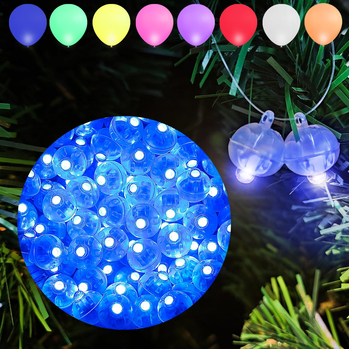 Aogist 200pcs 10-Colors Mini Lights with Hook,Long Standby Time Waterproof LED Balloon Light,Battery Powered,Ball Lamp for Balloon Paper Lantern Birthday Party Christmas Halloween