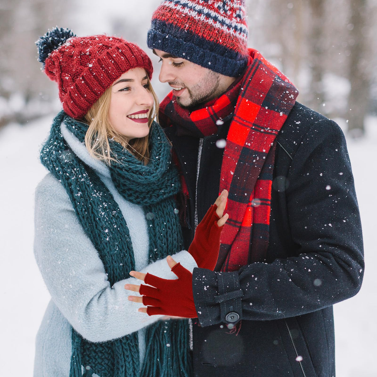 Grevosea 2 Pair Fingerless Warm Gloves - Winter Half Finger Gloves Thickened Knit Touchscreen Stretchy Mittens for Men Women