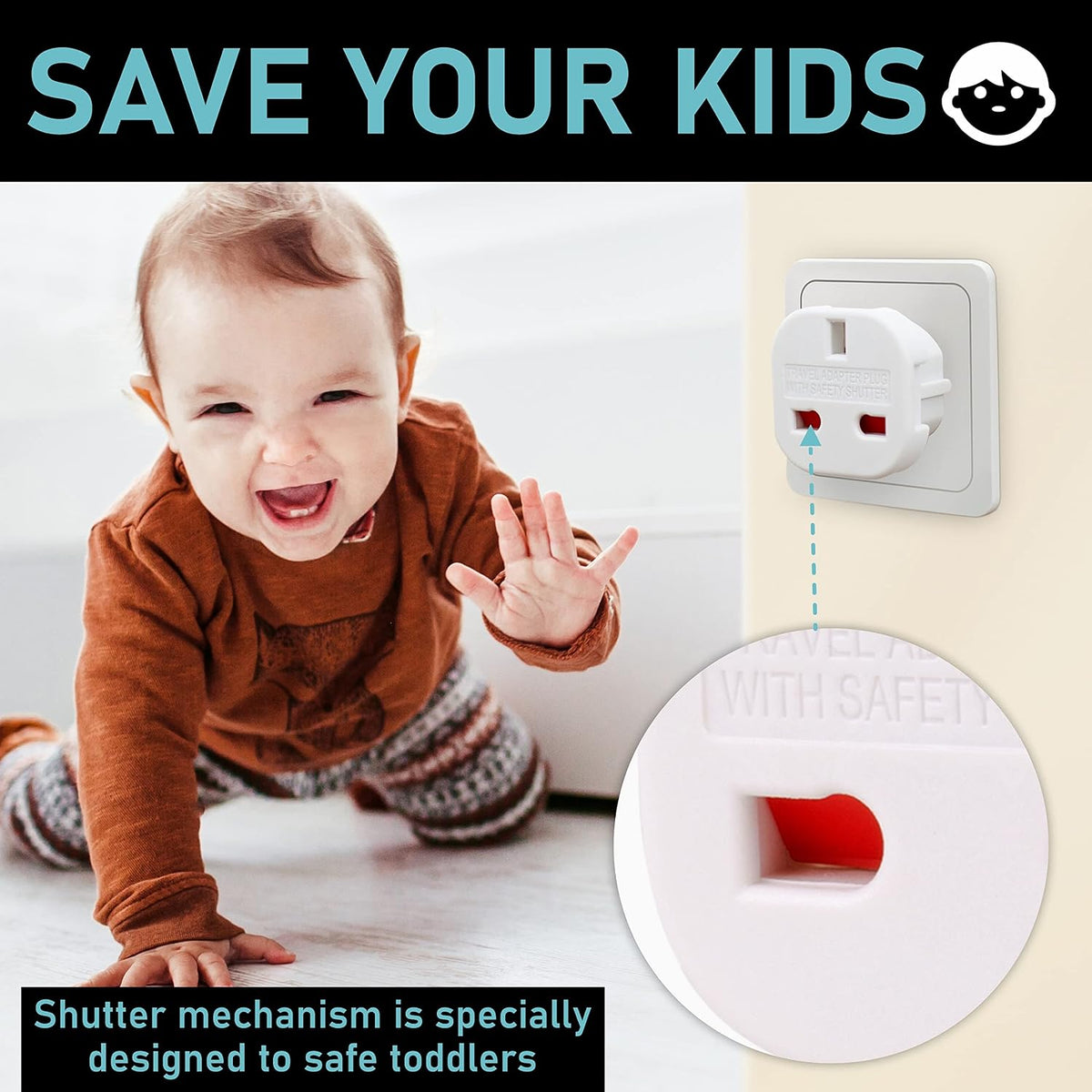 EU Travel Adapter - UK to European Plug Adapter - Travel Plug adaptor Converter Type C, E, F (White)